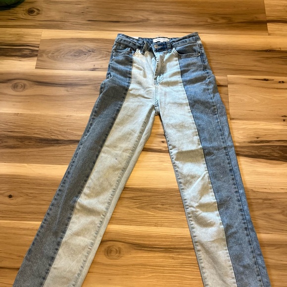 Almost Famous Two-Tone Blue and Gray Boyfriend Jeans - Picture 1 of 3